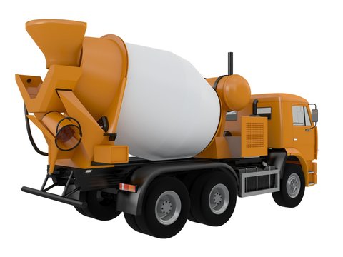 orange concrete Mixer Truck  front or side view isolated on a white background 3d ren
