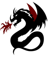 Black tribal dragon tattoo on white background