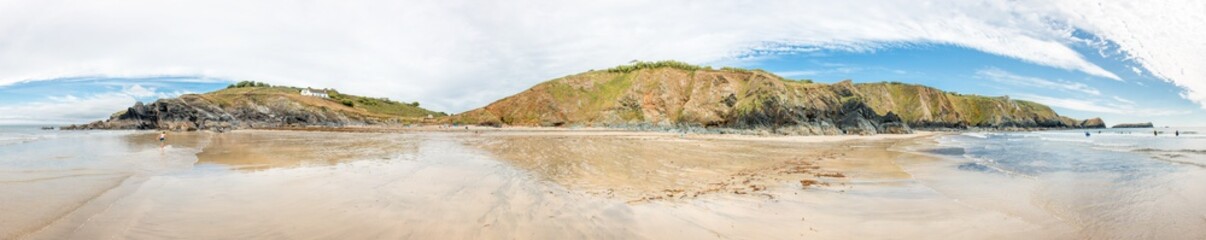 Landscape Panorama Mullion Cove The harbour at Mullion Cove West Cornwall South England UK