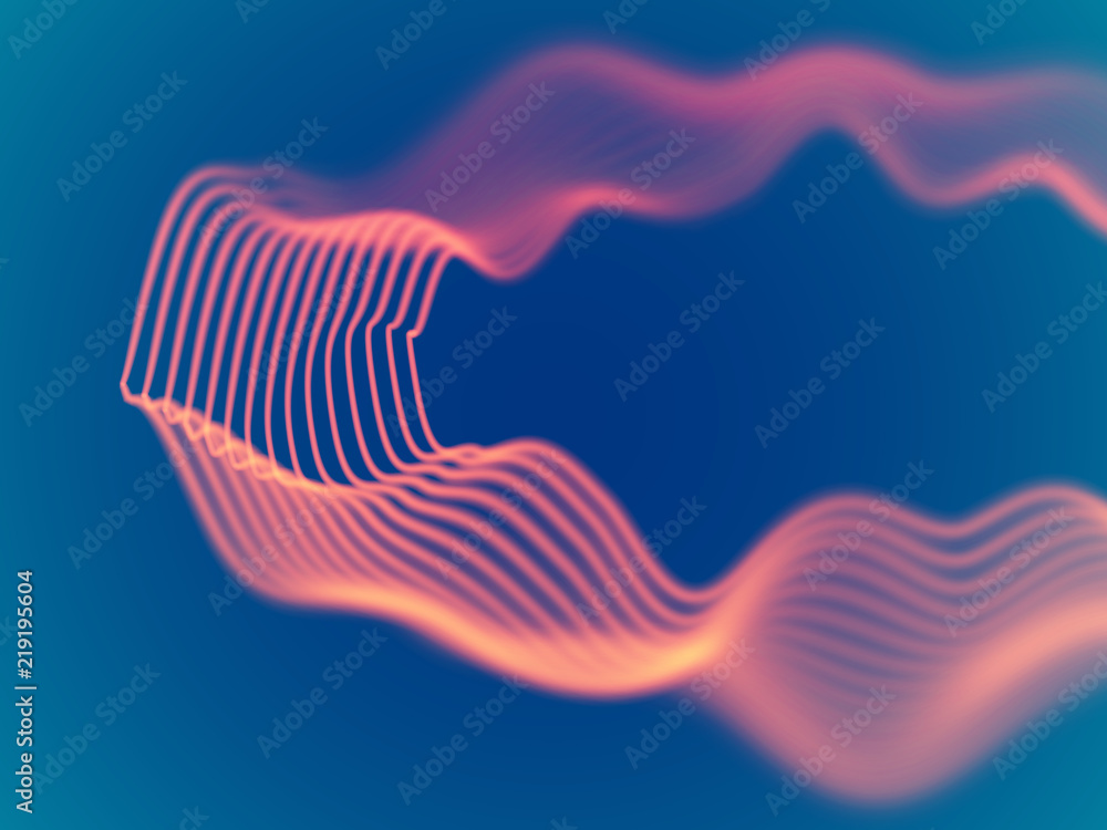 Aufkleber 3d sound waves. big data abstract visualization: business charts analytics. digital flowing curves, 