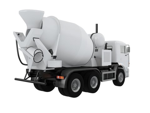 white concrete Mixer Truck  front or side view isolated on a white background 3d rendering