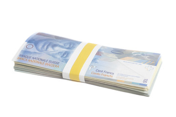 Swiss one hundred franc notes with Tape