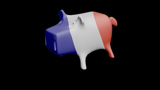 France flag Piggy Bank 3D Illustration