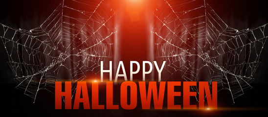 Dark abstract background on a Halloween holiday. The inscription 
