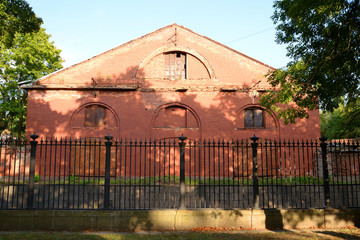 Old brick building of Kronstadt Admiralty.