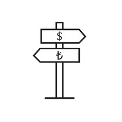 way direction arrows and turkish liras dollar sign icon vector design