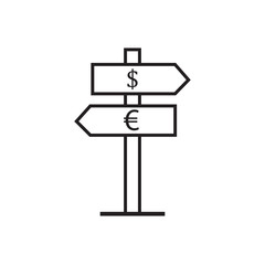 way direction arrows and euro dollar sign icon vector design