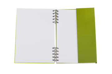 Opened notebook isolated on white backround with clipping path. Mockup.