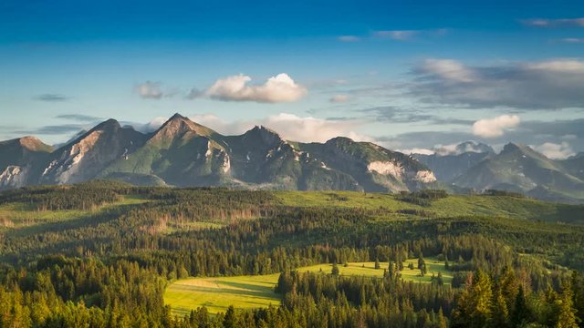 Tatra Mountains in summer at stunning sunset, Poland