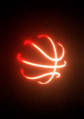 basketball neon 3d illustration