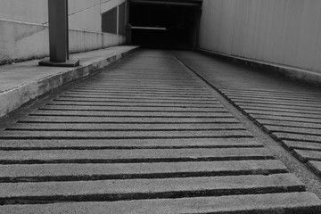 Architecture detail concrete garage entrance