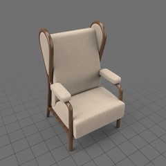 Wooden frame wingback chair