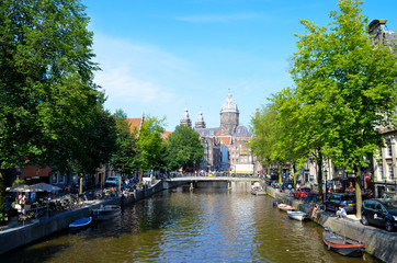 Naklejka premium Kloveniersburgwal, Amsterdam, Pays-Bas