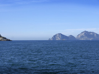 The isle of Capri in the Bay of Naples off the Sorrentine Peninsular in Italy
