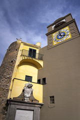 The clocktower on the Piazzetta on the isle of Capri in the bay of Naples Italy