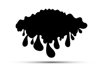 Black abstract spot and splash on white