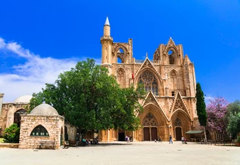 Fotobehang Landmarks of Cyprus -Lala Mustafa Pasha Mosque (St Nicholas Cathedral) in Famagusta © Freesurf