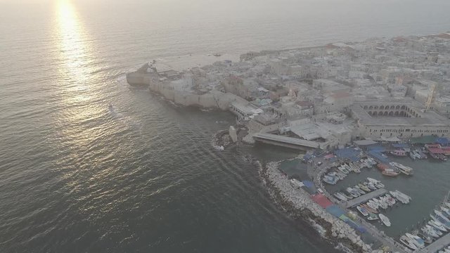 Acre city, Israel, aerial drone footage 4k dlog ungraded flat