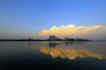 Naklejka premium North River park at night, LuanNan county, China.