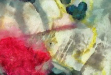 Detailed close-up grunge clouds abstract background. Dry brush strokes hand drawn oil painting on canvas texture. Creative simple pattern for graphic work, web design or wallpaper. 