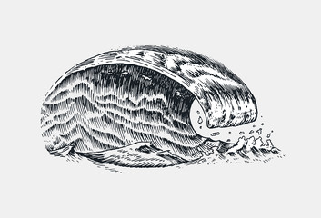 Atlantic tidal waves. Vintage old engraved hand drawn labels. Marine and nautical or sea, ocean background for banner or poster. set of Isolated vector illustration.