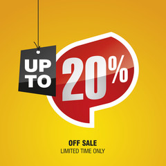 Sale up to 20 percent off isolated speech sticker icon