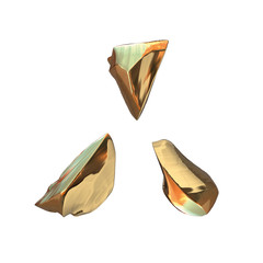 Set of golden nuggets isolated on white background. Different bars closeup wealth rich mining bitcoin concept 3d illustration. Money growing business finance success clipart