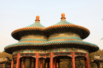 Obraz premium Wan Shou Pavilion building scenery in the temple of heaven park, Beijing, China.