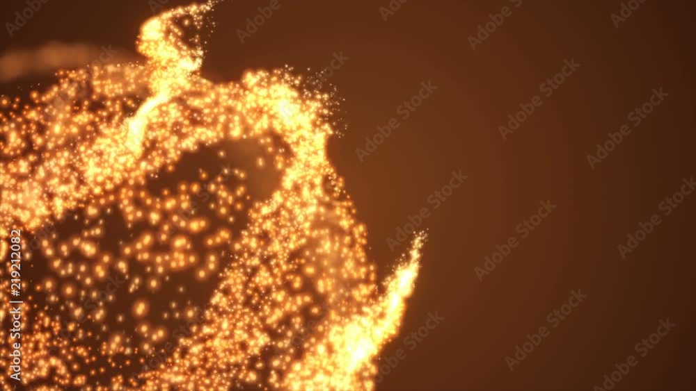Poster 4k abstract festive gold motion background with defocused round bokeh lights. golden particle shine.