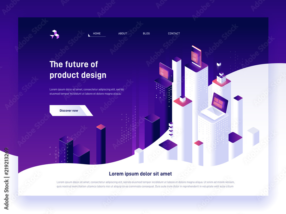 Poster modern isometric vector illustration concept of digital marketing and app development. 3d abstract p