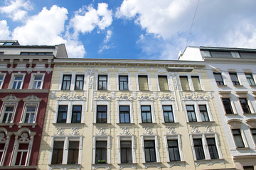 Fototapeta na wymiar Facade of the city buildings