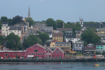 Lunenburg waterfront cityscape from across the harbor in Lunenburg, Nova Scotia