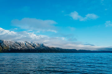 Sunrise in lake Wakatipu, Queenstown, New Zealand