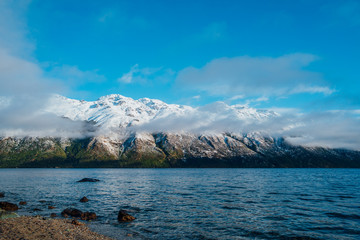 Sunrise in lake Wakatipu, Queenstown, New Zealand