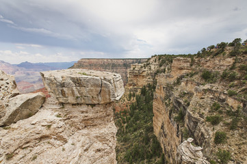 View of the Grand Canyon with cloudy skies