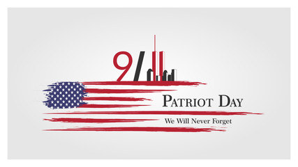 WebPatriot day USA Never forget 9.11 vector poster. Patriot Day, September 11, We will never forget