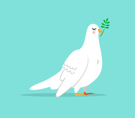Cute white dove bird illustration isolated