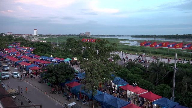 Scenery of NIGHT MARKET and MEKONG RIVER.