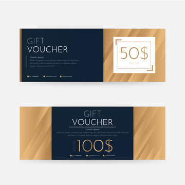 Gift Voucher Template Promotion Sale discount, Luxury gold background, vector illustration