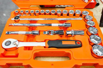 Tool box, tools kit detail close up