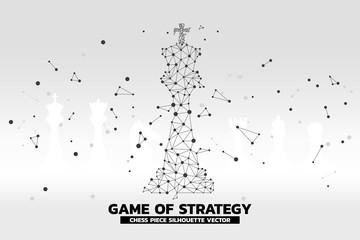 low polygon dot connected line of king chess piece with silhouette vector. icon for planning and strategy thinking