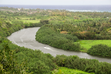 Boats Navigating the Waimea River in Kauai