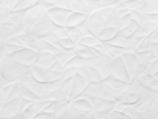 White paint texture and leaves background. Exterior design of room wall. Nature backdrop made from cement.