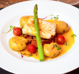 Kodfish and smoked vegetables