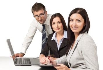 Portrait of Business People Working with Laptop