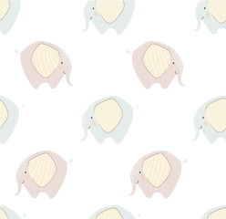 Naklejka premium Elephant baby cute seamless pattern. Sweet zoo animal print.