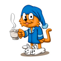 Good morning cat - cartoon