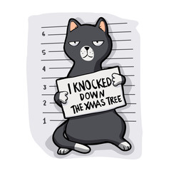 Grey cat - mugshot - cat cartoon 