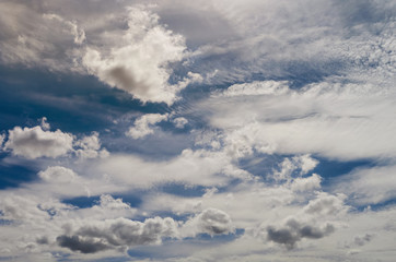 Blue summer sky with beautiful white clouds