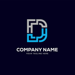 Obraz premium D letter logo tech design vector, minimalist line creative sign vector icon.